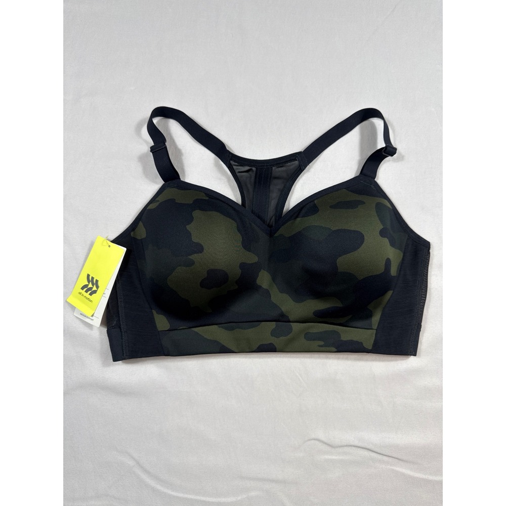 All in Motion Womens High Support Camo Sports Bra Green Black Size L NWT